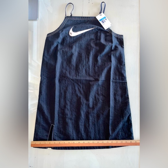 NIKE SPORTSWEAR SWOOSH CAMI DRESS ADJUSTABLE STRAPS SLIT MEDIUM STITCH FLEECE - Picture 7 of 11